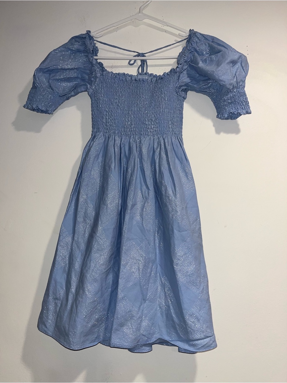 HILL HOUSE The Athena Nap dress in Light blue glitter check